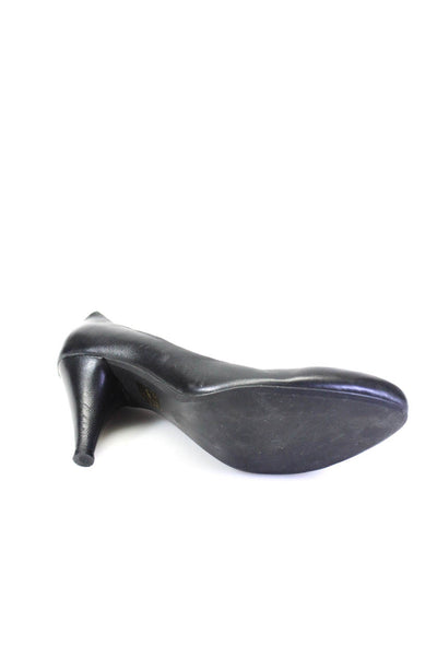 Jeffrey Campbell Womens Leather Round Toe Slip-On Cone Heels Pumps Black Size 9