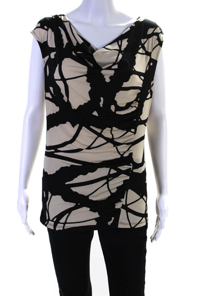 Michael Michael Kors Womens Abstract Cowl Neck Sleeveless Blouse Top Tan Size S