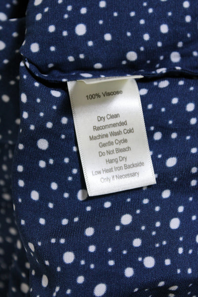 Ecru Womens Spotted Print Collared Long Sleeve Buttoned Blouse Blue Size S
