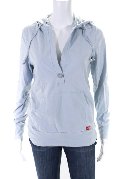 The North Face Womens Cotton V Neck Hooded Pullover Jacket Blue Size S