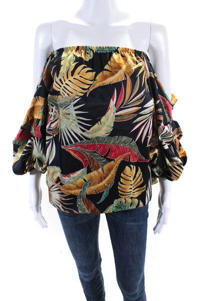 Petersyn Womens Floral Print Puff Sleeve Off Shoulder Blouse Multicolor Size XS