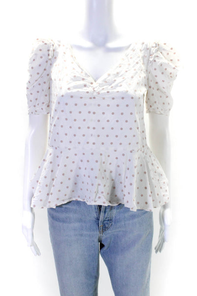 kate spade new york Womens Dot Cotton Drape Blouse White Size 0 12328250