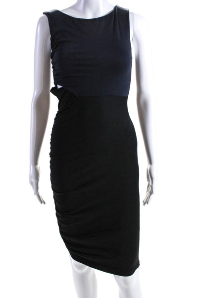 Susana Monaco Womens Side Gathered Cutout Dress Black Size 0 12356775