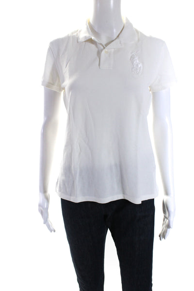 Ralph Lauren Golf Womens Short Sleeves Polo Shirt White Cotton Size Small