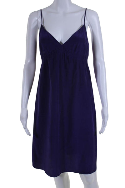 Twelfth Street by Cynthia Vincent Womens Silk V-Neck Mini Dress Purple Size P