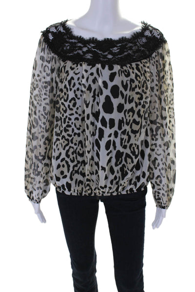 Joseph Ribkoff Womens Crepe Jaguar Print Long Sleeve Blouse Multicolor Size 4