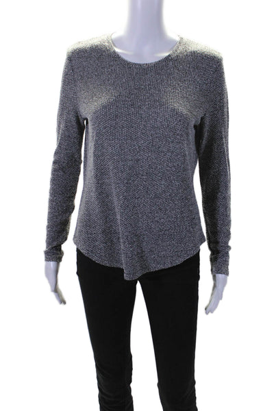 Generation Love Womens Long Sleeve Scoop Neck Knit Shirt Gray Black Size Medium
