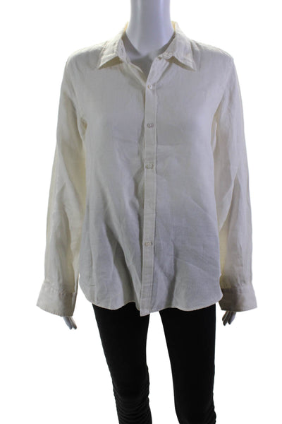 Ralph Lauren Sport Womens Linen Long Sleeves Button Down Shirt White Size 14