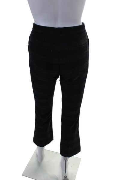 Index Womens Plaid Two Pocket Flat Front Mid-Rise Flared Pants Navy Size XS