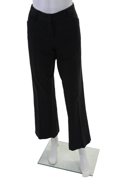Theory Womens Cotton Zipped Buttoned Hook & Eye Bootcut Pants Black Size M