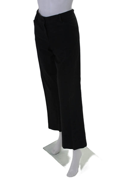 Theory Womens Cotton Zipped Buttoned Hook & Eye Bootcut Pants Black Size M
