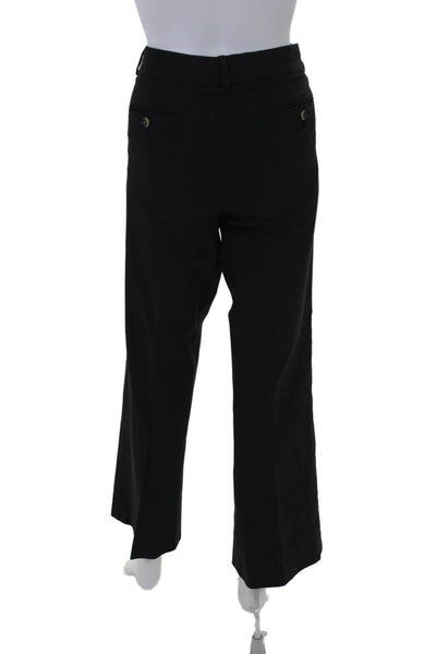 Theory Womens Cotton Zipped Buttoned Hook & Eye Bootcut Pants Black Size M