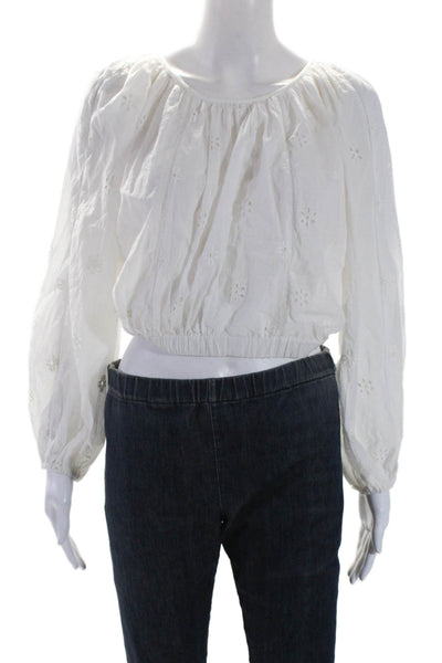 Velvet by Graham & Spencer Womens Eyelet Blouse White Size Extra Small