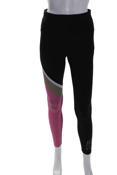 P.E. Nation x H&M Womens Mid Rise Colorblock Print Ankle Leggings Black Size S