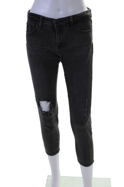 AG Adriano Goldschmied Womens The Stilt Cigarette Crop Jeans Black Size 28