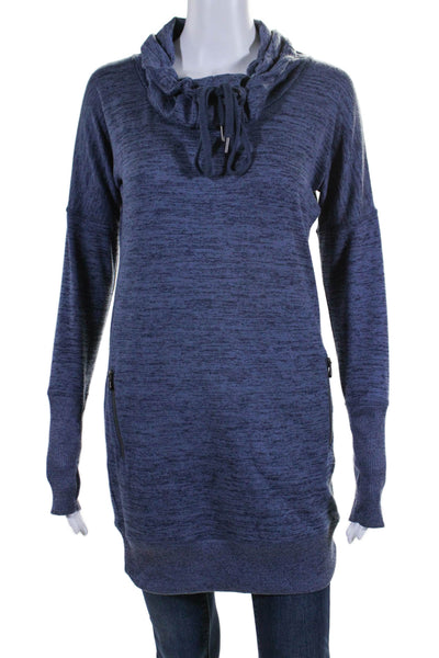 Athleta Women's Turtleneck Long Sleeves Pockets Sweatshirt Blue Size XXS
