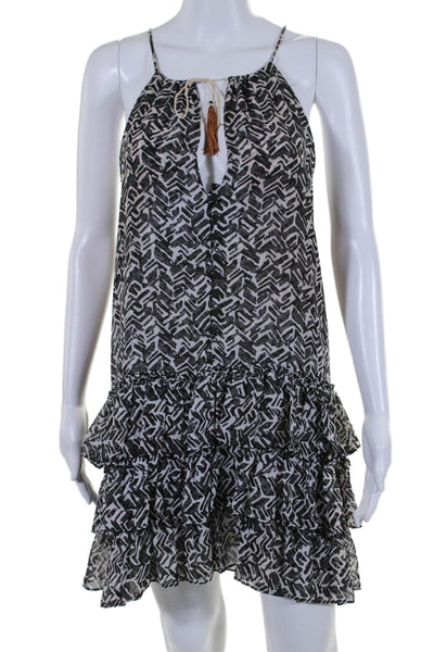 Misa Womens Spaghetti Strap Abstract Tiered Mini Dress Black White Size Small