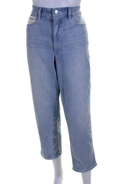 Athleta Womens Zip Front Tapered Leg Five Pocket Light Wash Jeans Blue Size 14