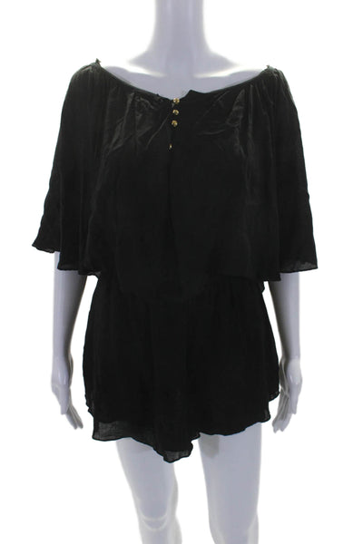 Vix Paula Hermanny Women's Boat Neck Drop Waist Mini Dress Black Size S