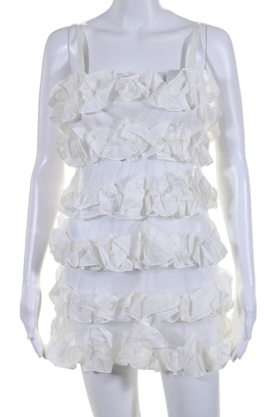 Flora Nikrooz Womens square Neck Tiered Ruffled Dress White Size Large