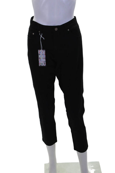 Fabrizio Gianni Women's Button Closure Pockets Straight Leg Pants Black Size 6