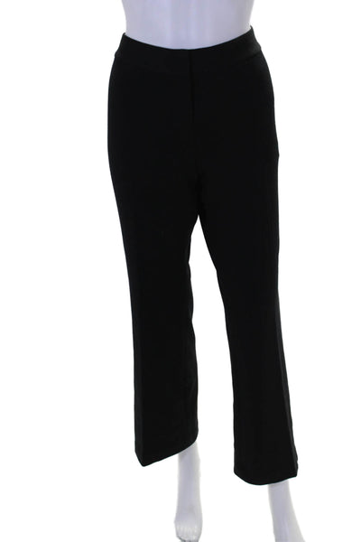 Tahari Flat Front Mid-Rise Hook Closure Flared Pants Trousers Black Size S