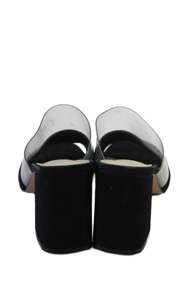 Vince Camuto Womens Suede Patchwork Open Toe Block Heels Mules Black Size 8