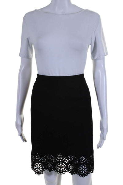 Calvin Klein Women's Hook Closure Lined  Scallop Mini Skirt Black Size S