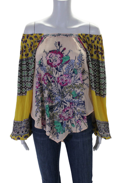 Free People Womens Abstract Print Blouse Multi Colored Size Extra Small