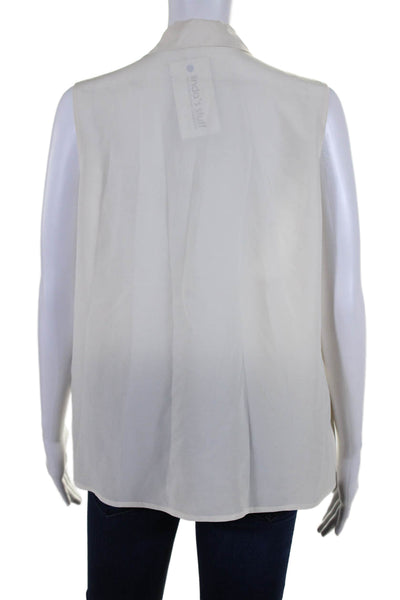 Equipment Femme Women's Sleeveless Button Down Silk Shirt Cream Size S