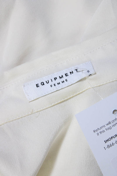 Equipment Femme Women's Sleeveless Button Down Silk Shirt Cream Size S