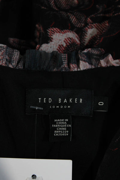 Ted Baker London Womens Long Sleeve Floral Print Blouse Black Size Small