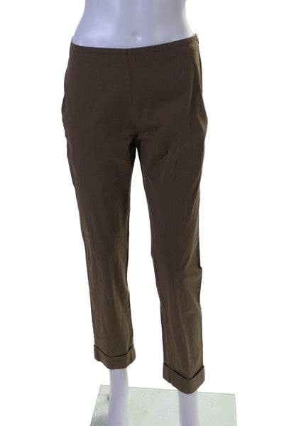 Victoire Womens High Rise Cuffed Slim Leg Pants Beige Cotton Size EUIR 44