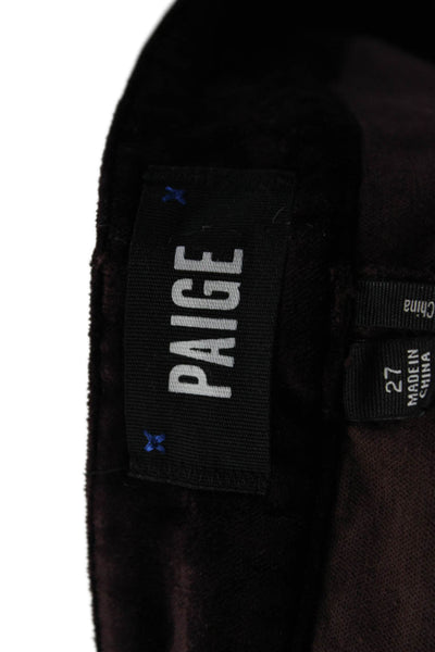 Paige Womens Zipper Fly High Rise Velvet Hoxton Ankle Jeans Deep Purple Size 27