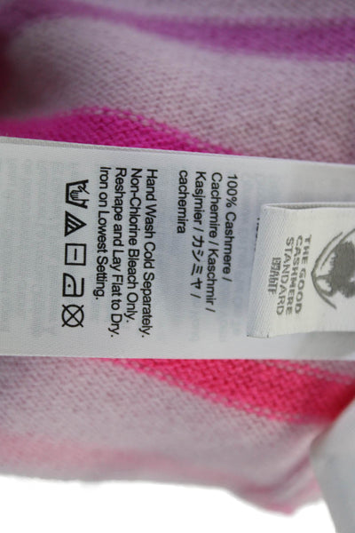 J Crew Womens Scoop Neck Striped Cashmere Sweater Pink Purple Size Extra Small