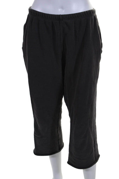 Spiritual Gangster Womens Cotton Ruched Elastic Capri Sweatpants Gray Size S