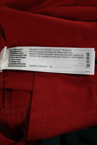 Eileen Fisher Women's Round Neck Long Sleeves Basic T-Shirt Red Size XS