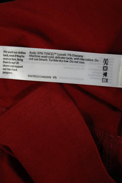 Eileen Fisher Women's Round Neck Long Sleeves Basic T-Shirt Red Size XS