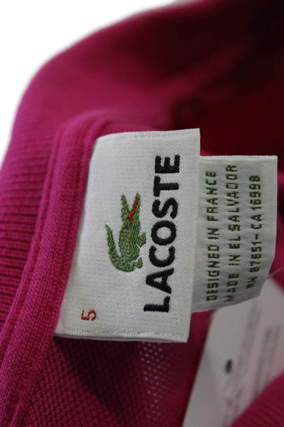 Lacoste Mens Short Sleeve Collared Embroidered Polo Shirt Pink Size 5