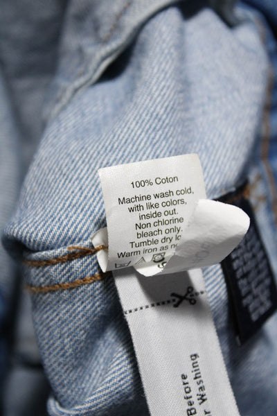 Madewell Womens Cotton Denim Frayed Hem Button Down Jean Jacket Blue Size L