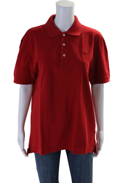 Lacoste Mens Short Sleeve Embroidered Collared  Polo Shirt Red Size 5