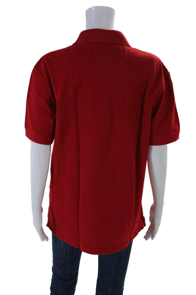 Lacoste Mens Short Sleeve Embroidered Collared  Polo Shirt Red Size 5
