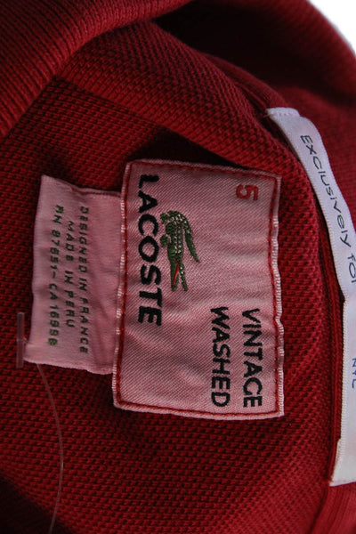 Lacoste Mens Short Sleeve Embroidered Collared  Polo Shirt Red Size 5