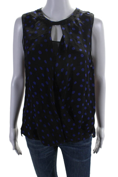 Rebecca Taylor Silk Sleeveless Polka Dot Halter Top Blouse Black Size 4