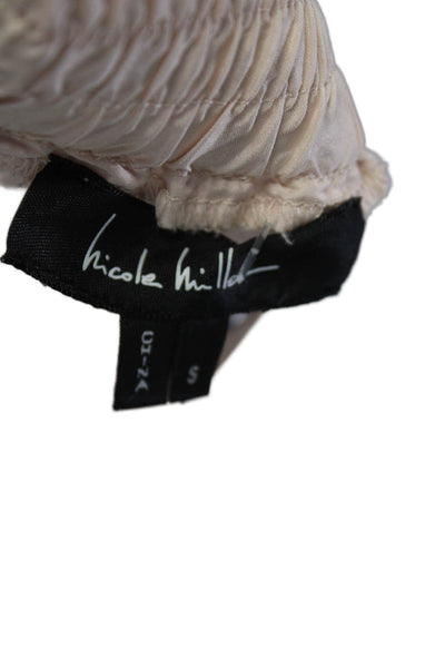 Nicole Miller Womens Straight Leg Cuff Ankle Elastic Waistband Pants Pink Size S
