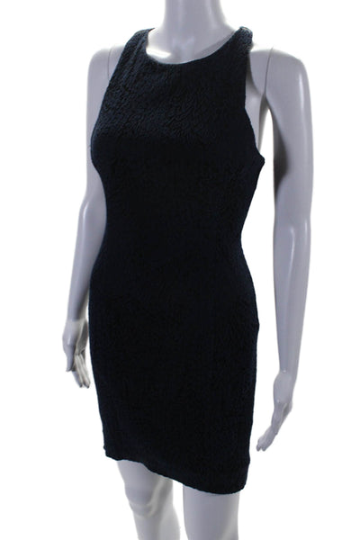 Intermix Women's Round Neck Sleeveless Fitted Mini Dress Navy Blue Size S
