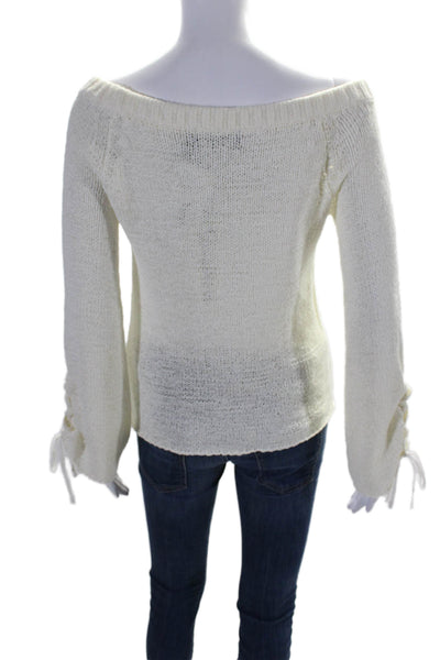 MINKPINK Women's Off The Shoulder Long Sleeves Pullover Sweater Cream Size XS