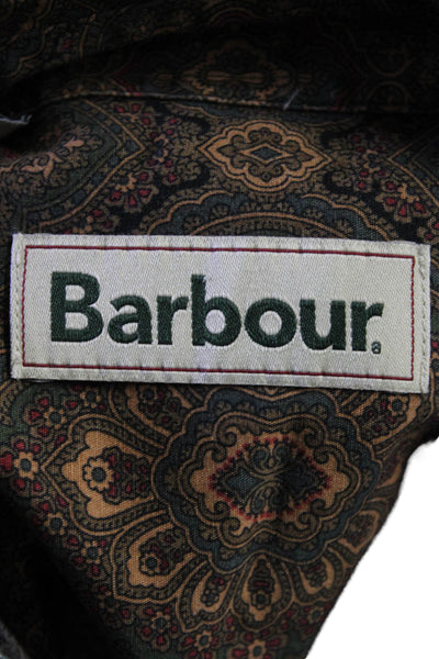 Barbour Womens Paisley Print Long Sleeves Button Down Shirt Brown Cotton Size 6