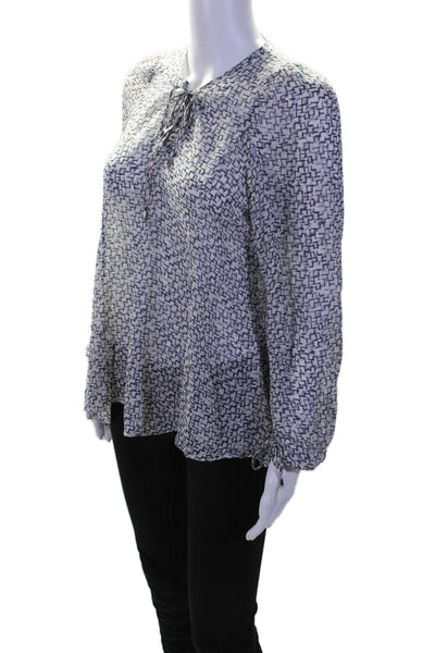 Hunter Bell Womens Silk Long Sleeve Fancy Pattern Blouse White Size XS