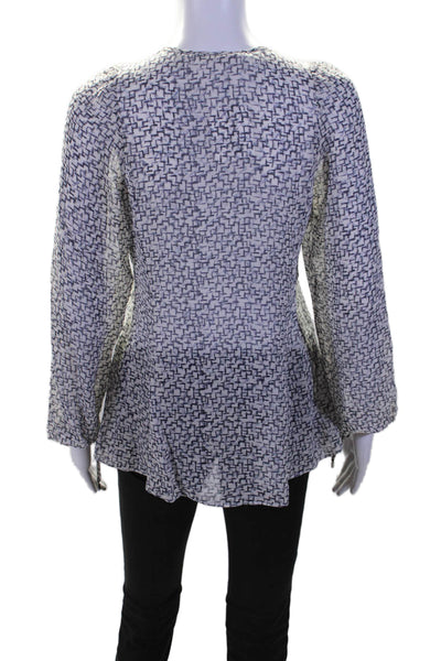 Hunter Bell Womens Silk Long Sleeve Fancy Pattern Blouse White Size XS